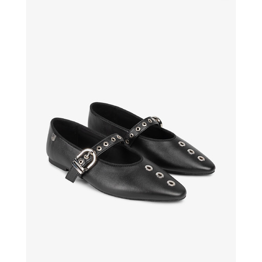 Bailarina de Piel Negra con Hebilla Luzetta