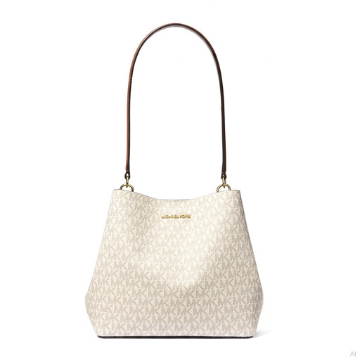 Michael Kors MK Monogram Vanilla Shoulder Bucket Bag