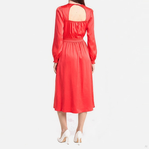 Michael Kors Coral Satin Open Back Midi Dress