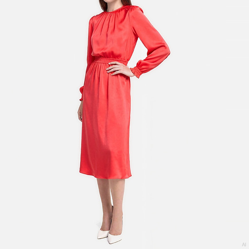 Michael Kors Coral Satin Open Back Midi Dress