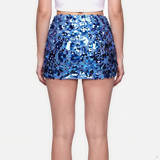 Michael Kors Blue Sequin Leopard Mini Skirt