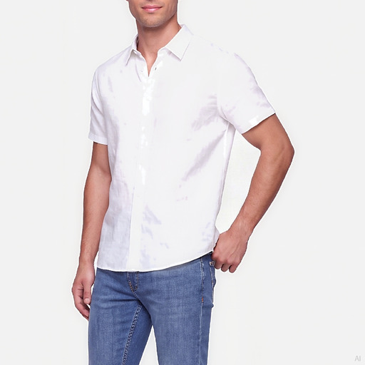 Michael Kors White Linen Short Sleeve Shirt